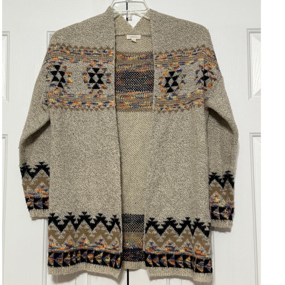 Debut Aztec Print Cardigan Sweater, Size S/M
